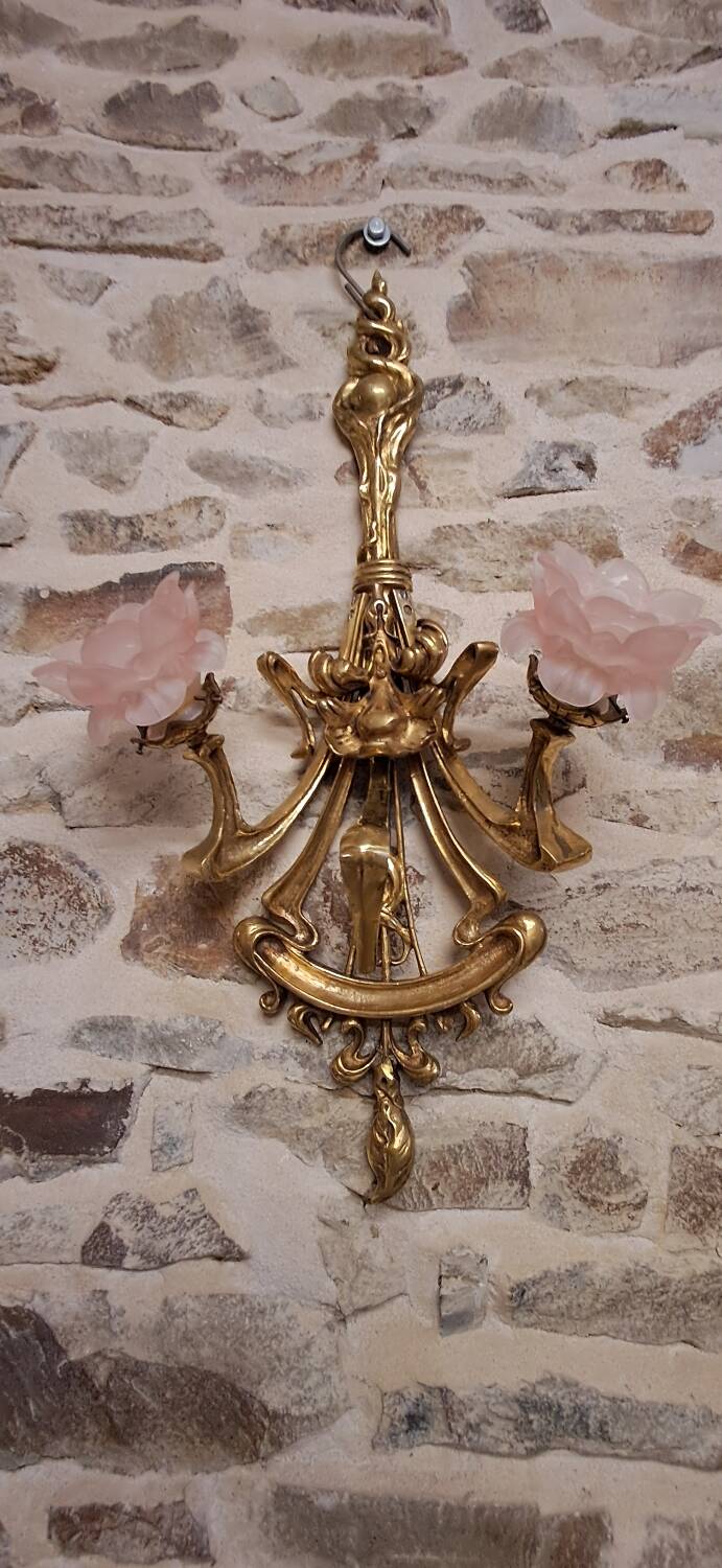 Pair of solid brass wall lights 81 x 49