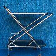 Vintage folding server 1970 with 2 smoked glass trays