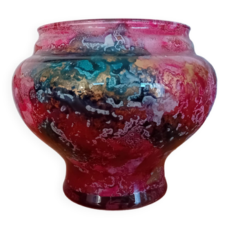 Vase verre églomisé laque line