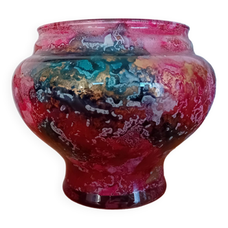 Eglomised glass vase lacquer line