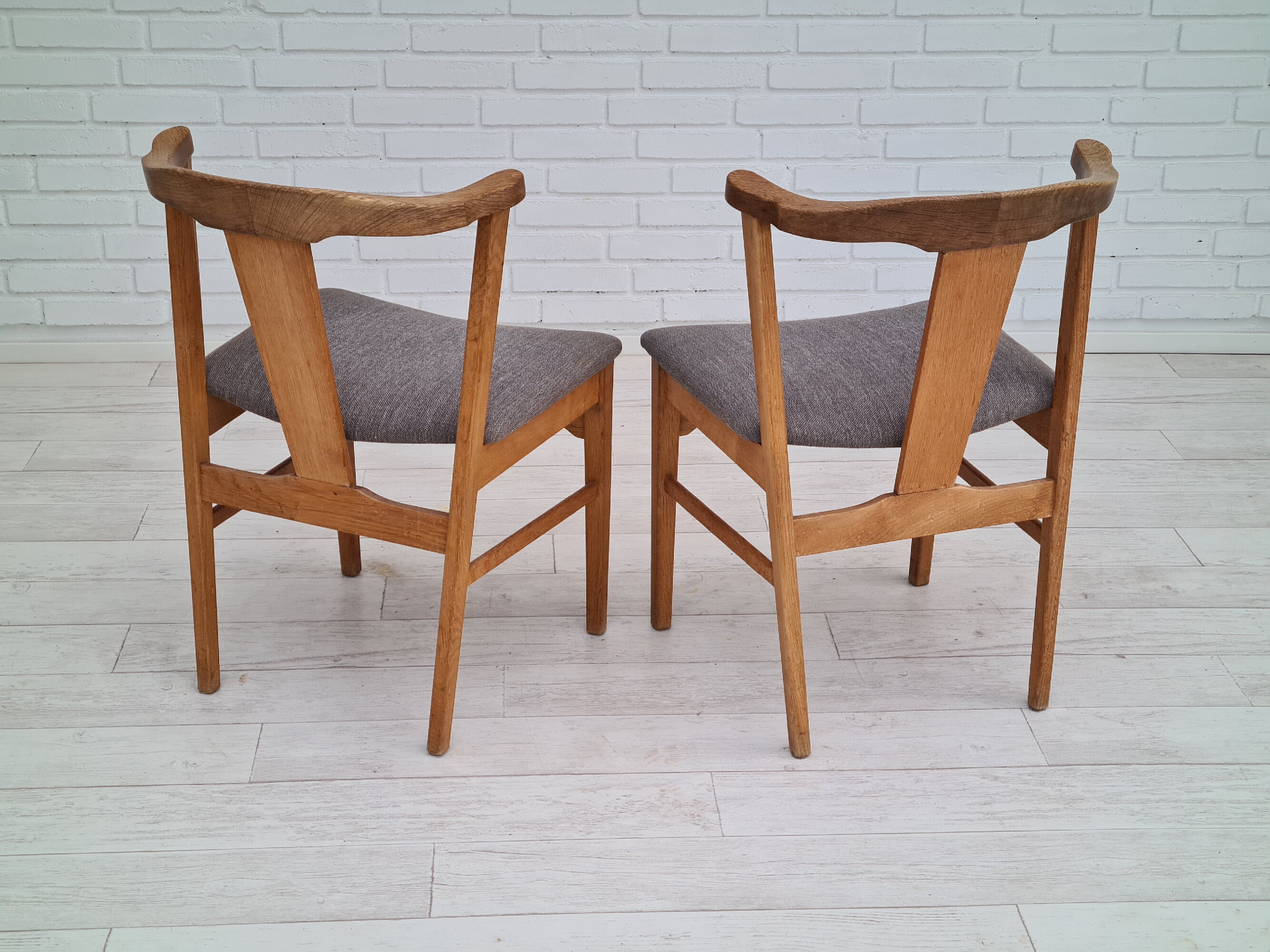 Danish design 70s, pair of dining chairs, solid oak