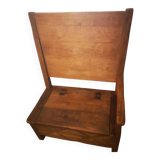 Antique solid oak armchair-bench with chest – 19th century