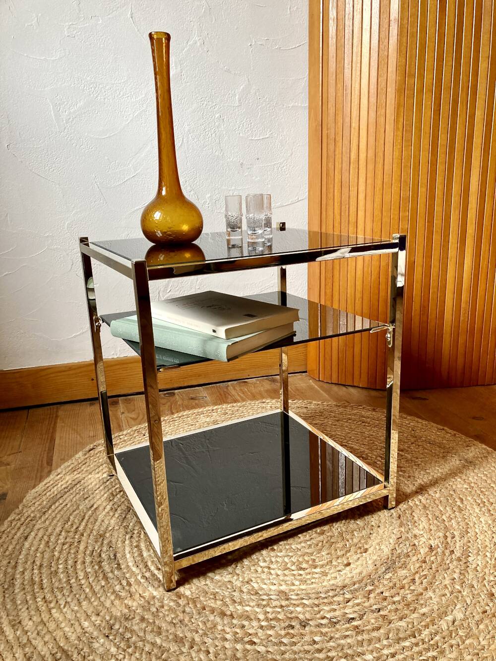 Gold metal side table, in the style of Maison Jansen, 1970s.
