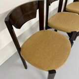 Set of 4 Girsberger Scandinavian style chairs from the 80s, vintage wood