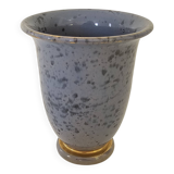 Blue ceramic vase signed (Signature to be identified) Height 12cm