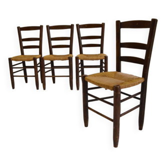 4 chaises paillées provenant des Alpes