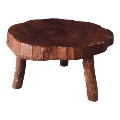 Handcrafted Teak Tree Trunk Tripod Coffee Table, 1960s