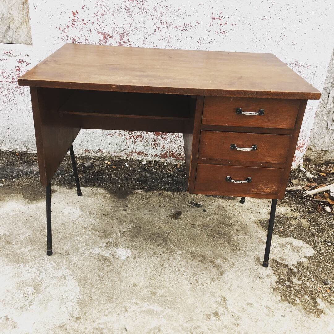 Modernist desk compass feet with drawer box