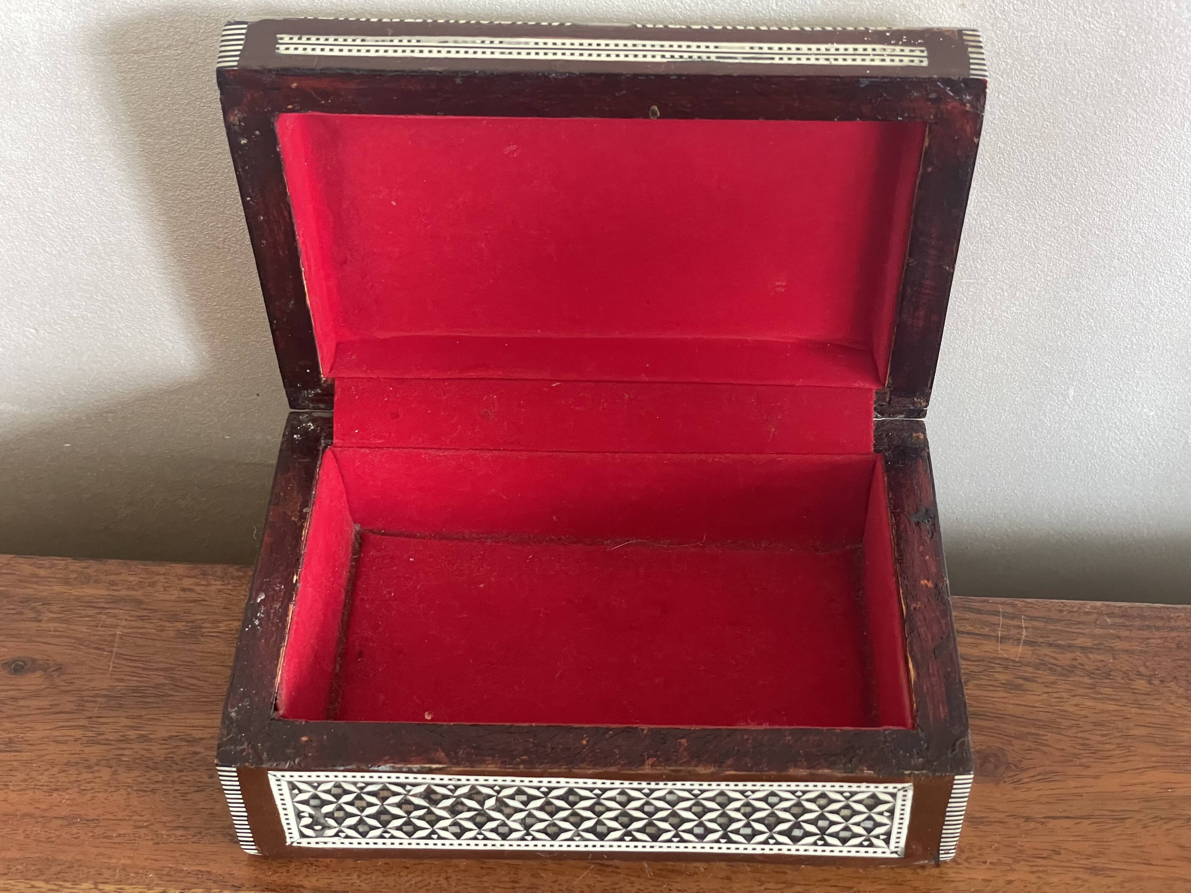 Mother-of-pearl and wood jewelry box