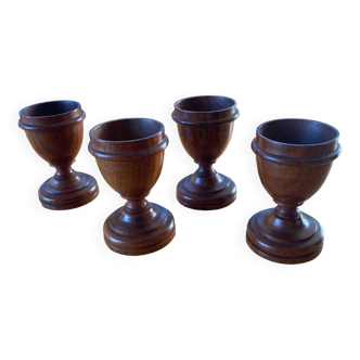 4 wooden egg cups