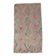 Tapis Kilim fait main en laine et coton vert et rouge