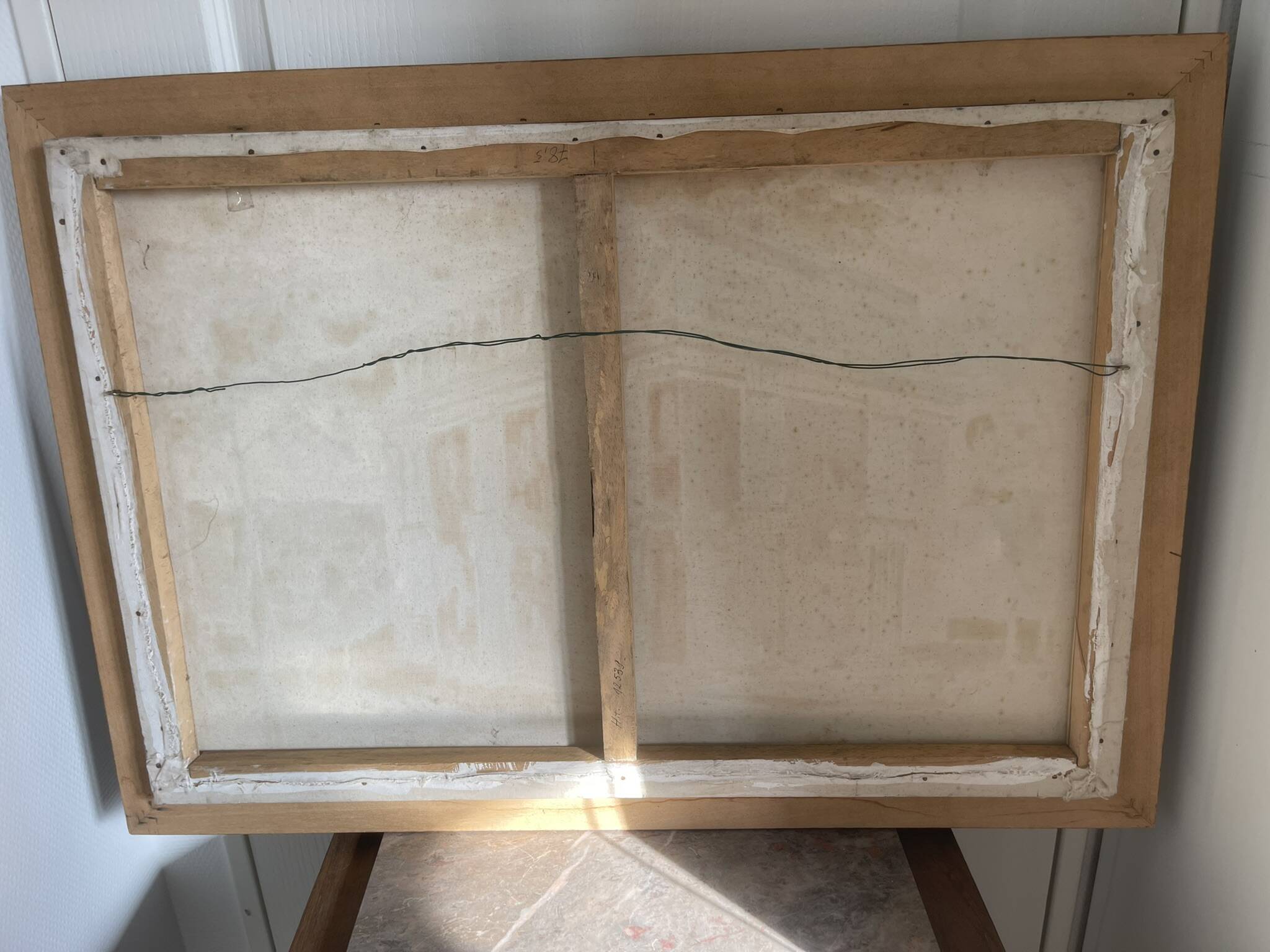 Old Oil Painting Canvas Manor Castle Holiday Home 87x62cm