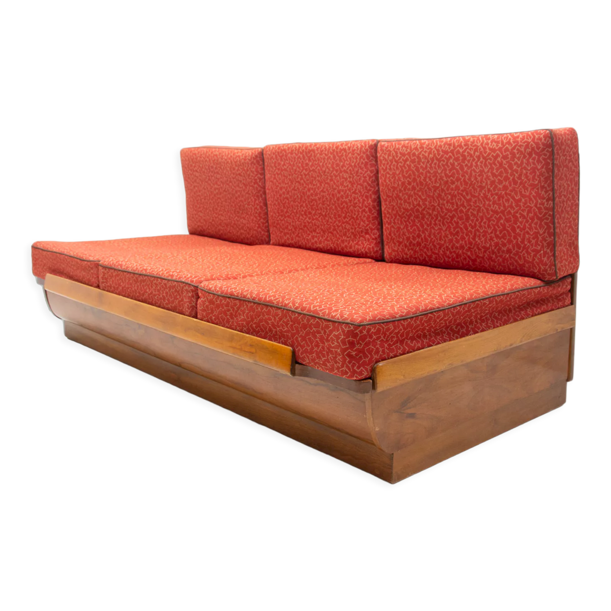 Mid century sofabed in walnut by Jindrich Halabala for UP Zavody, 1950´s