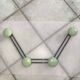 Coat rack with 4 green metal hooks from the 70s