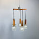 5-bulb cascade lamp, rosewood, chrome and textured glass shades, 1960s