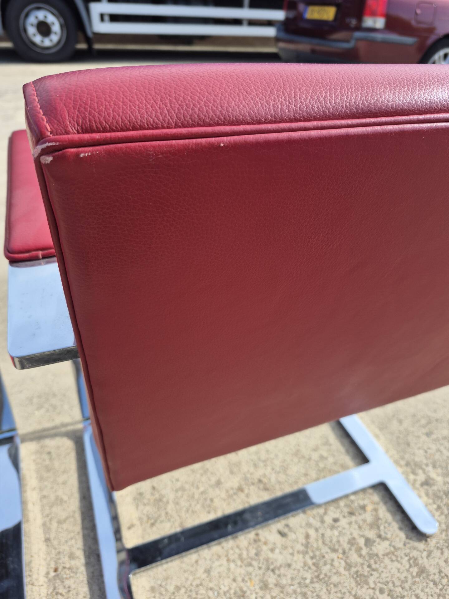 Set 4 - red chrome Brno armchair flat bar- Ludwig Mies vd Rohe bauhaus
