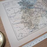 Map of the Marne, 1889. Authentic Vintage.