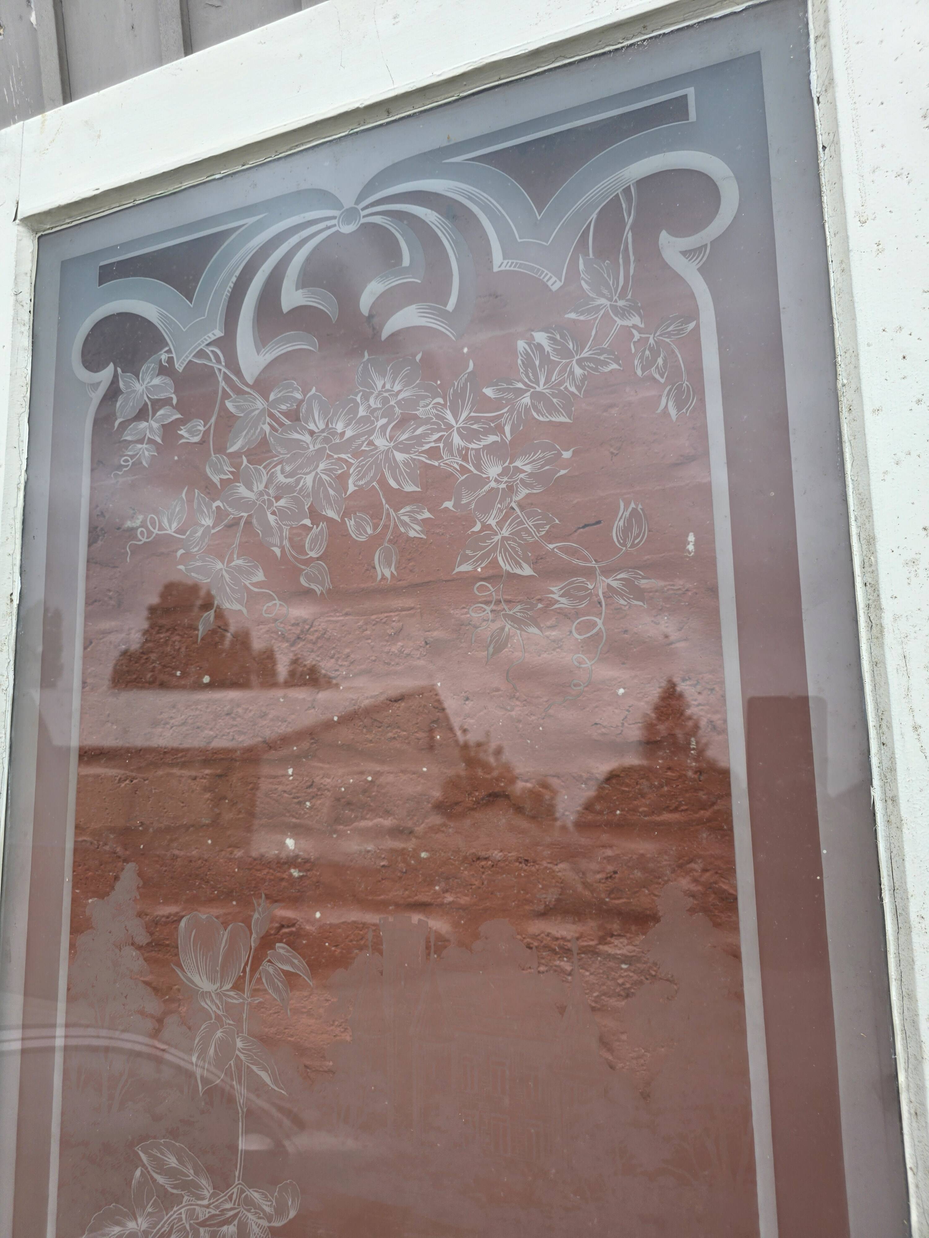 Engraved glass door, late 19th century.
