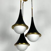 Mis-Century Stilnovo style pendant with three lights. Italy 1950s