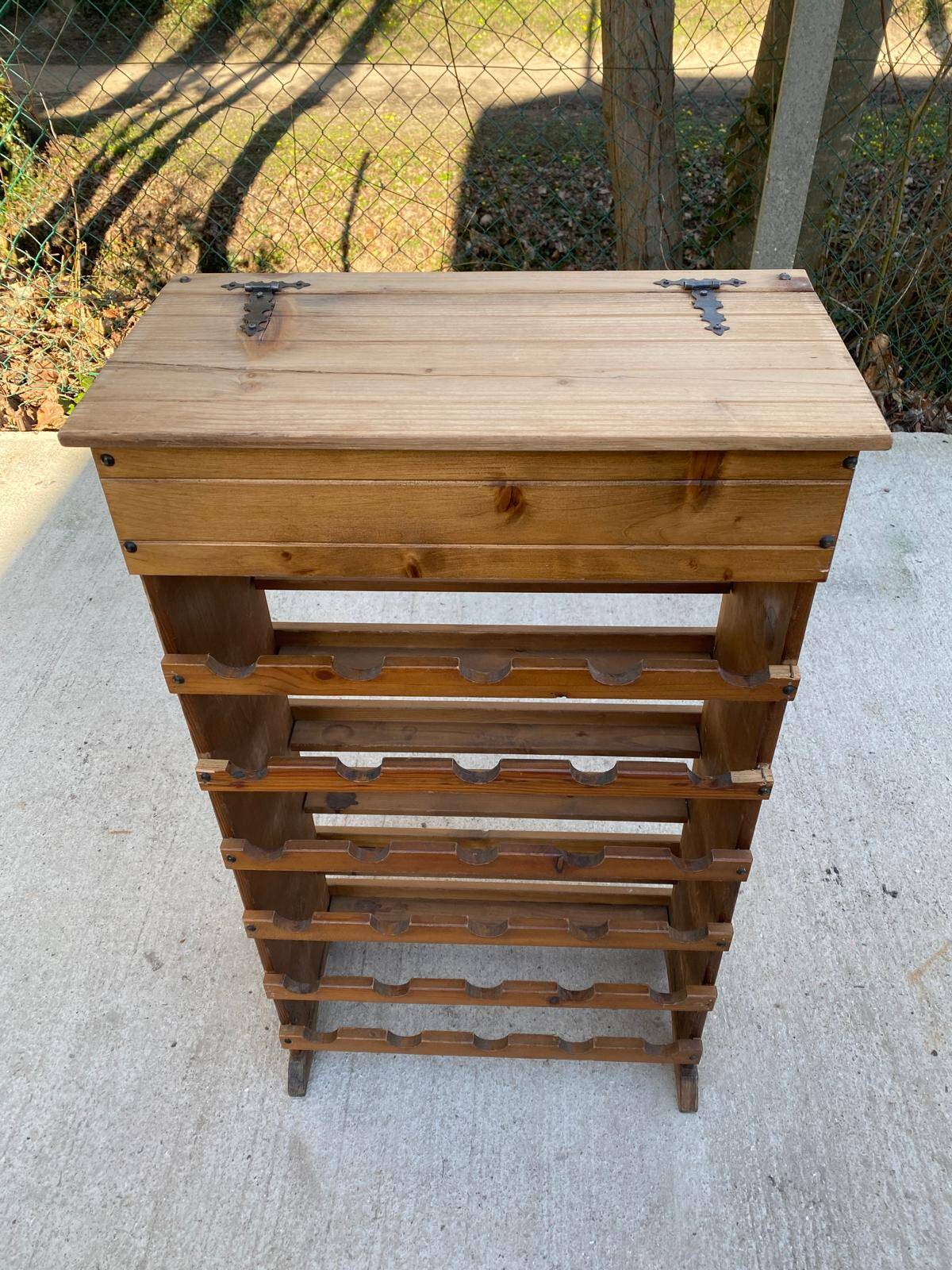 Solid wood wine rack bottle storage with drawer