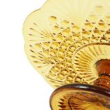 Art Deco Amber Cake Stand Depression Glass 33cm
