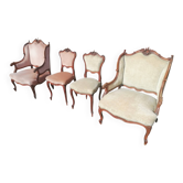 Salon Rocaille / Rococo - 2 fauteuils & 2 chaises - Noyer XIXe