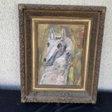 Horse painting with its 19th century frame
