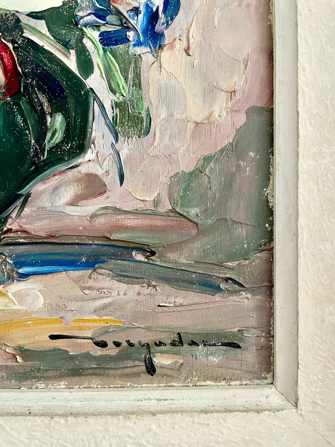 Country bouquet, old oil on panel