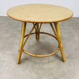 Vintage tripod rattan side table 60s