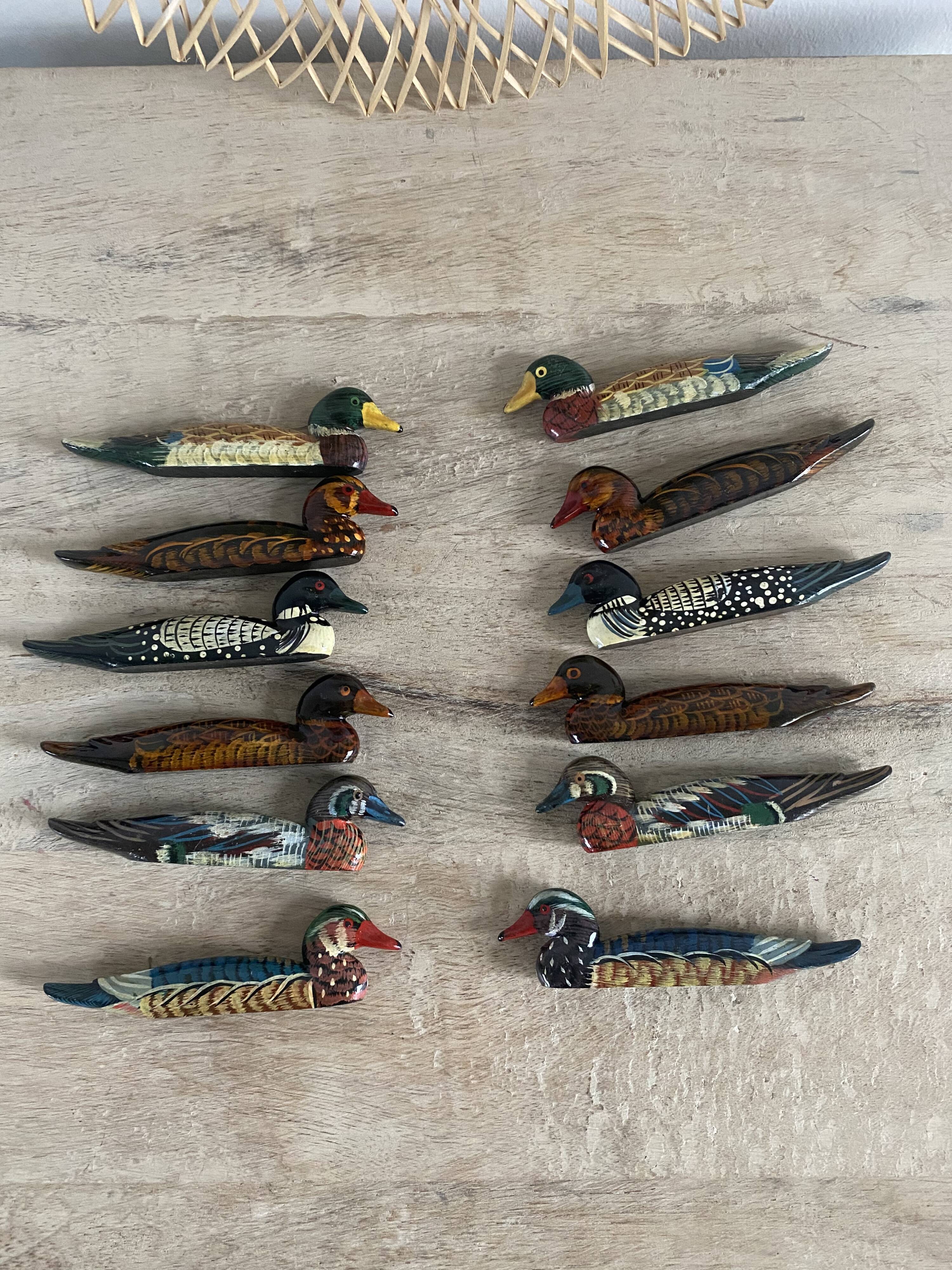 Set of 12 vintage handmade wooden cutlery rests