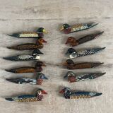 Set of 12 vintage handmade wooden cutlery rests