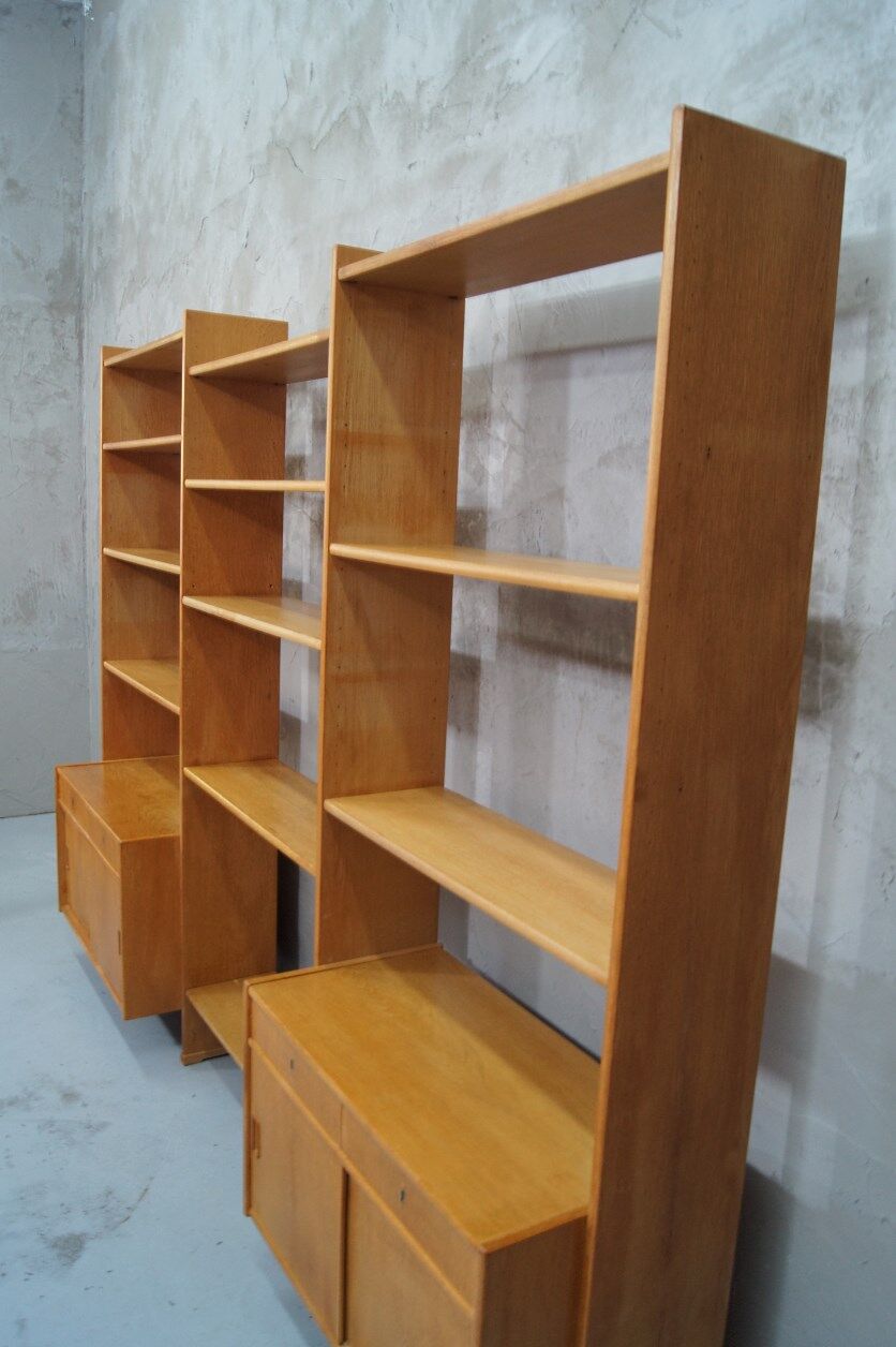Scandinavian oak modular wall unit, 1960s