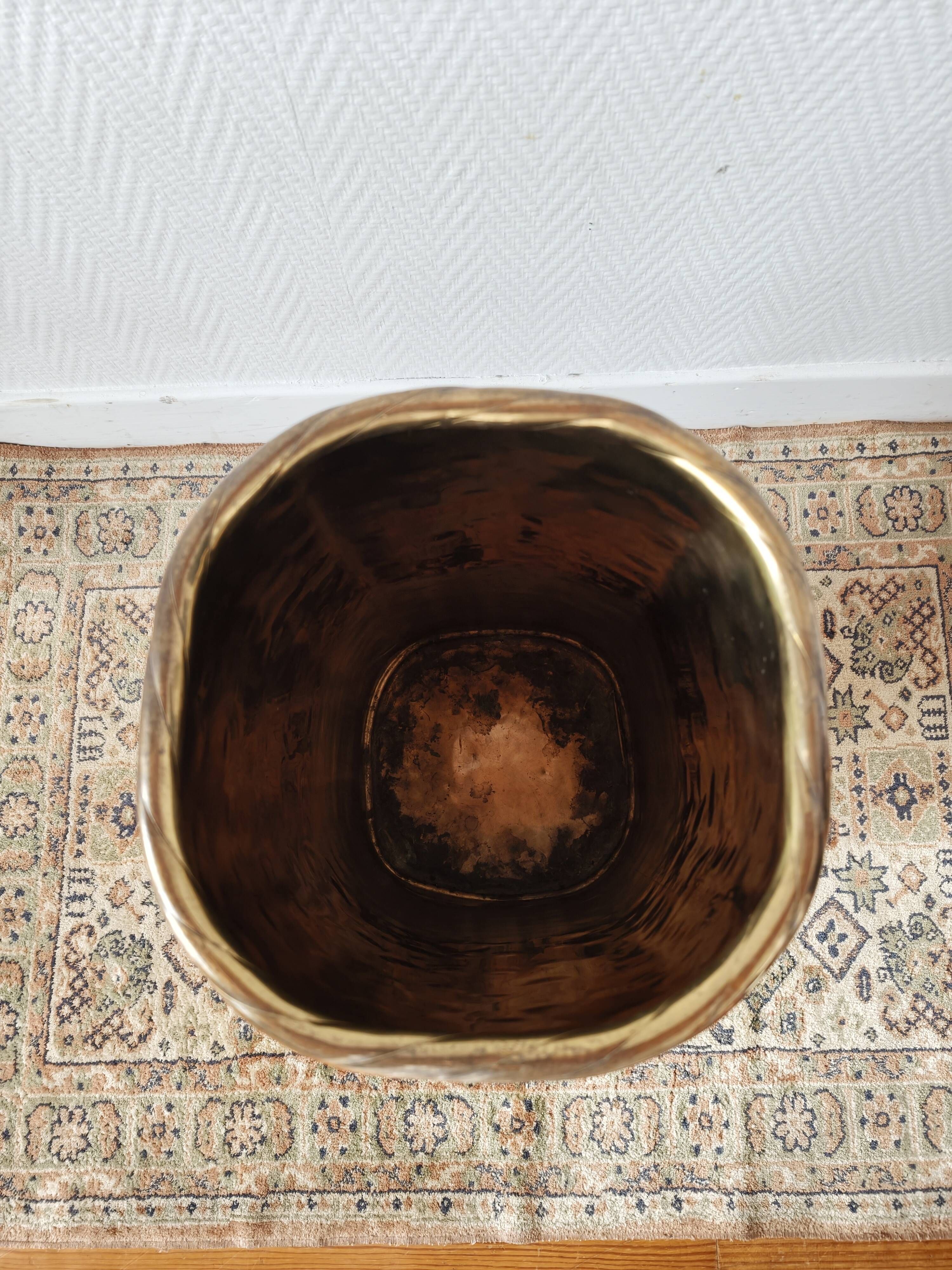 Italian brass hammered umbrella stand 1970-80