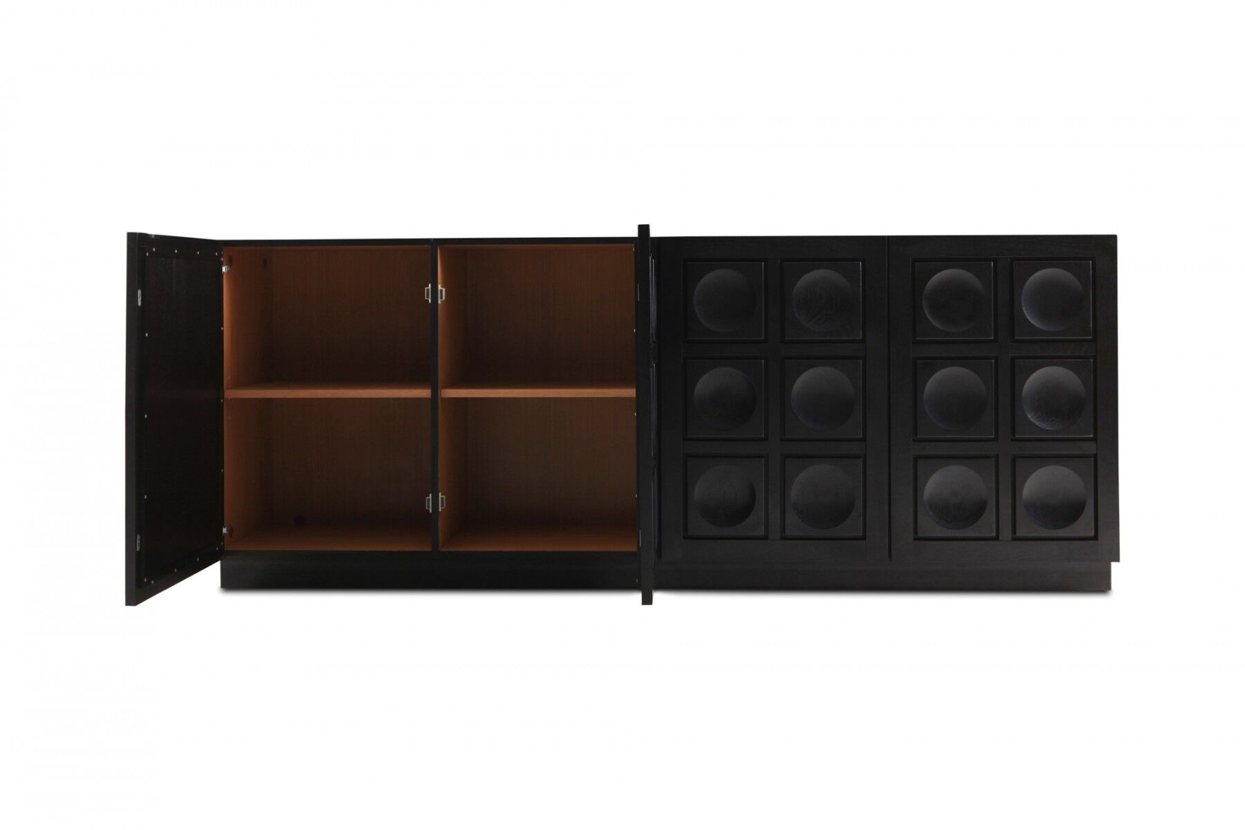 Blackened oak buffet with geometric doors 1970