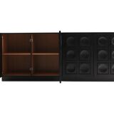 Blackened oak buffet with geometric doors 1970