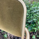 Set of 4 vintage folding armchairs in green velvet