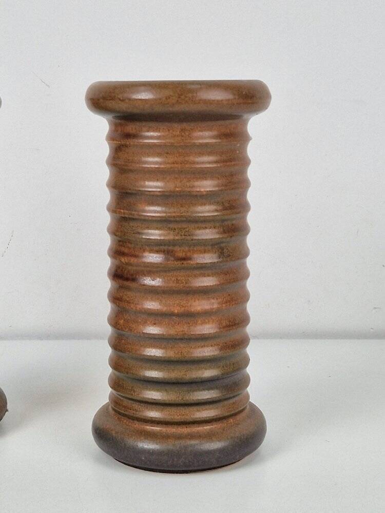 Vases en terre cuite cylindriques, années 1960, ensemble de 2