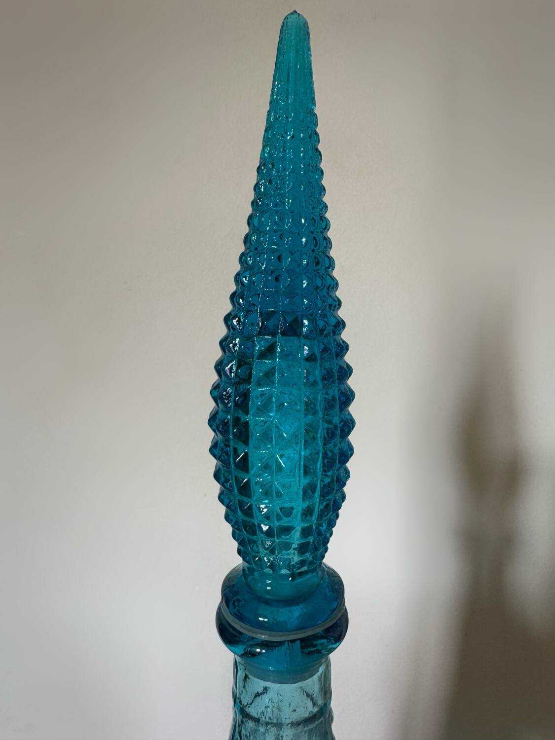 Empoli turquoise glass carafe from the 60s