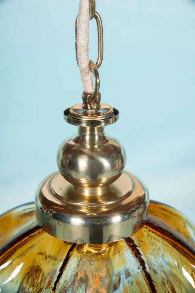Suspension Murano ambre vintage Honsel, lampe en verre italienne