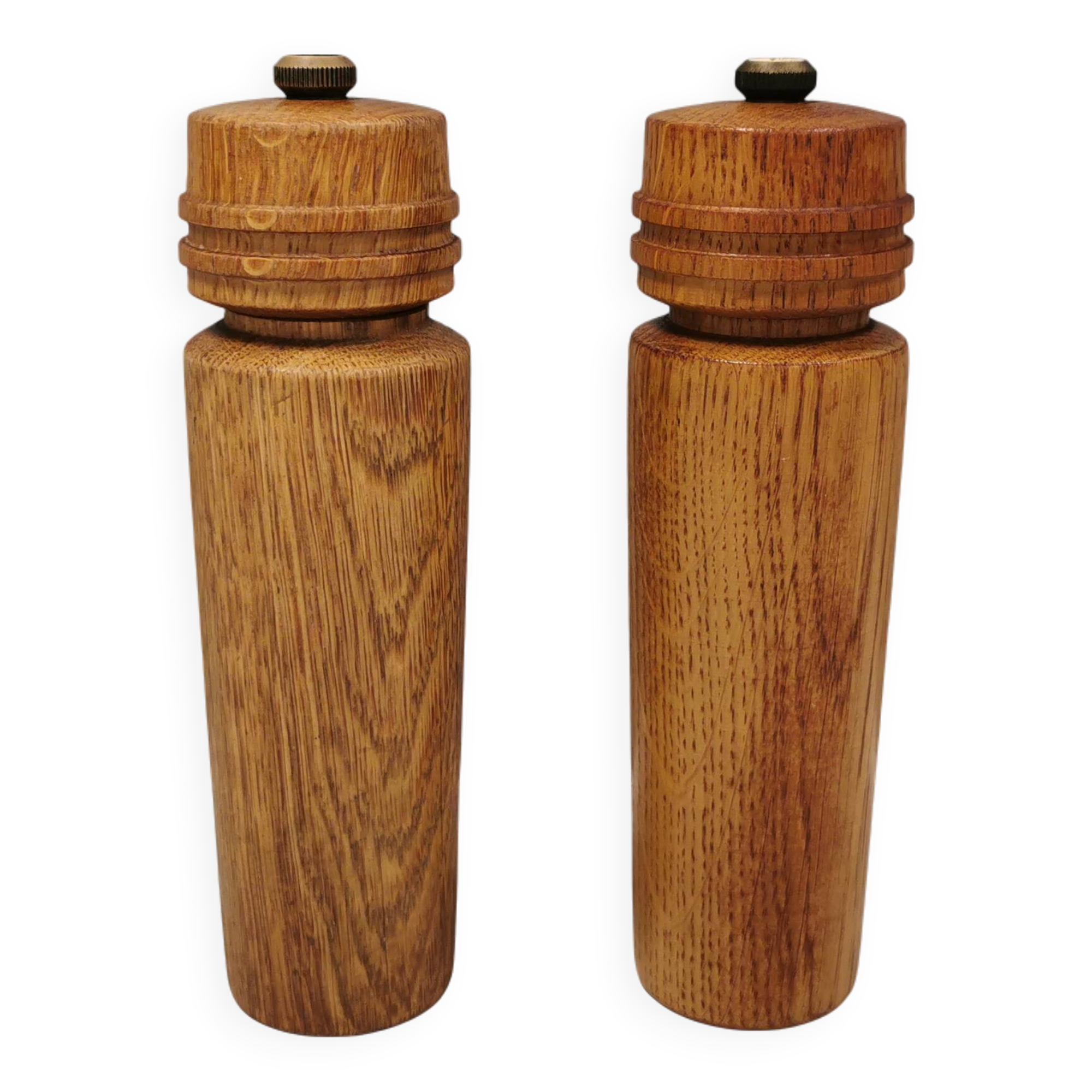 Vintage set of salt and pepper grinders, in oak Denmark 1960s