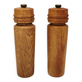 Vintage set of salt and pepper grinders, in oak Denmark 1960s