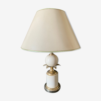 Lampe blanche et dorée vintage