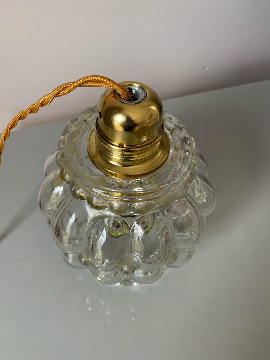 Vintage bubble glass portable lamp to place or hang