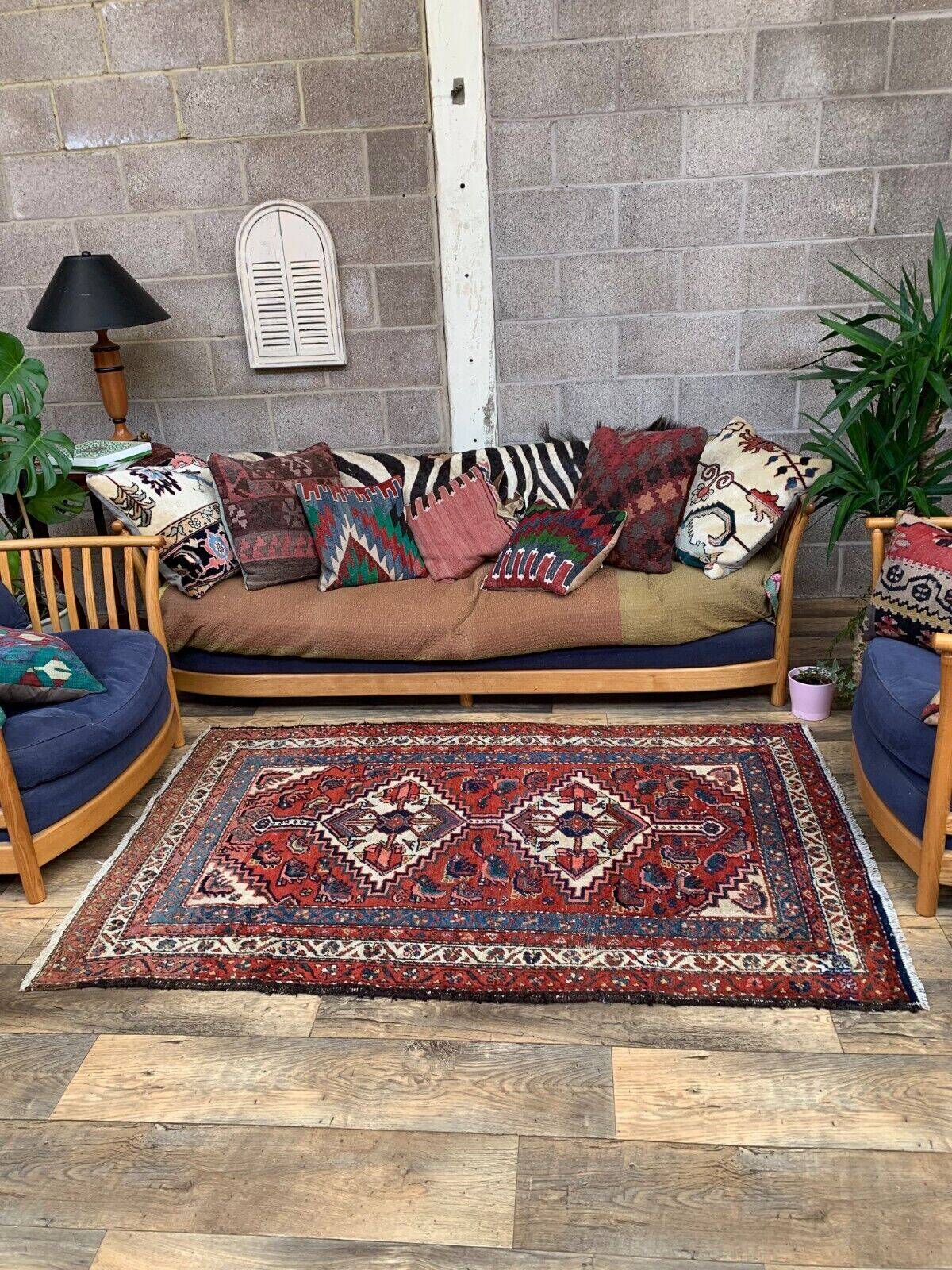 Tapis persan Karaja vintage 189x121 cm en laine, tapis oriental fait main 2485