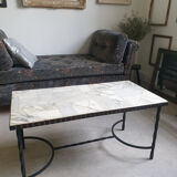 Marble and wrought iron coffee table