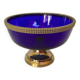 Vide poche bleu cobalt motif perlé