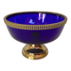 Cobalt blue trinket dish with a beaded pattern.