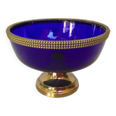 Vide poche bleu cobalt motif perlé