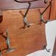 coat rack, hooks, wood and metal, vintage