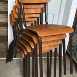 Lot of six vintage school chairs